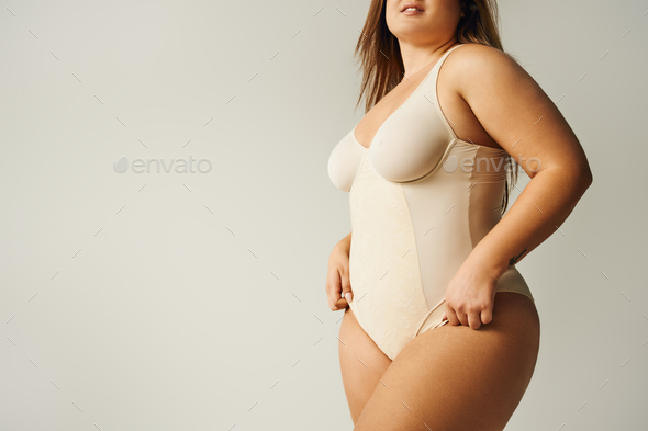 Full female body types isolated curvy women stand Vector Image