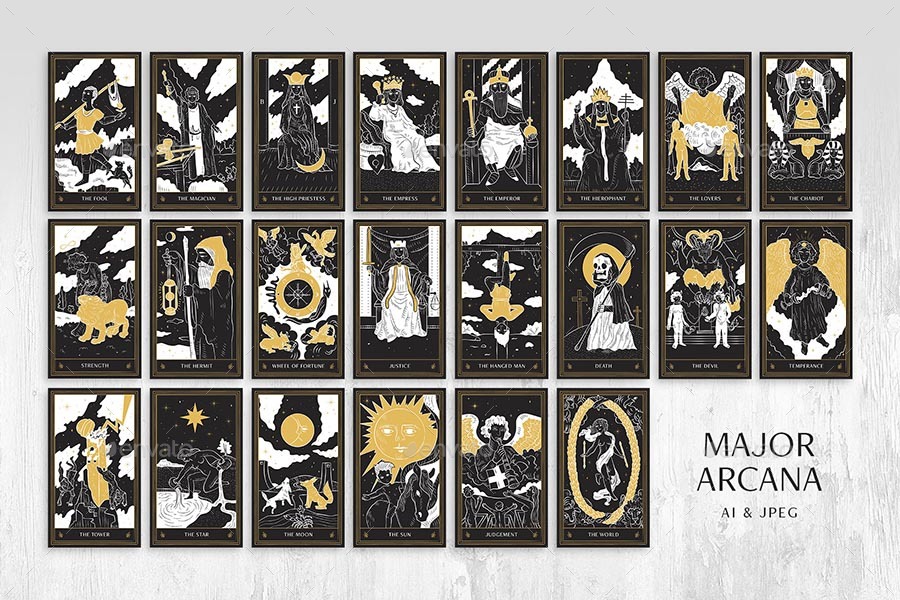 Tarot Card Illustration Set, Graphics | GraphicRiver