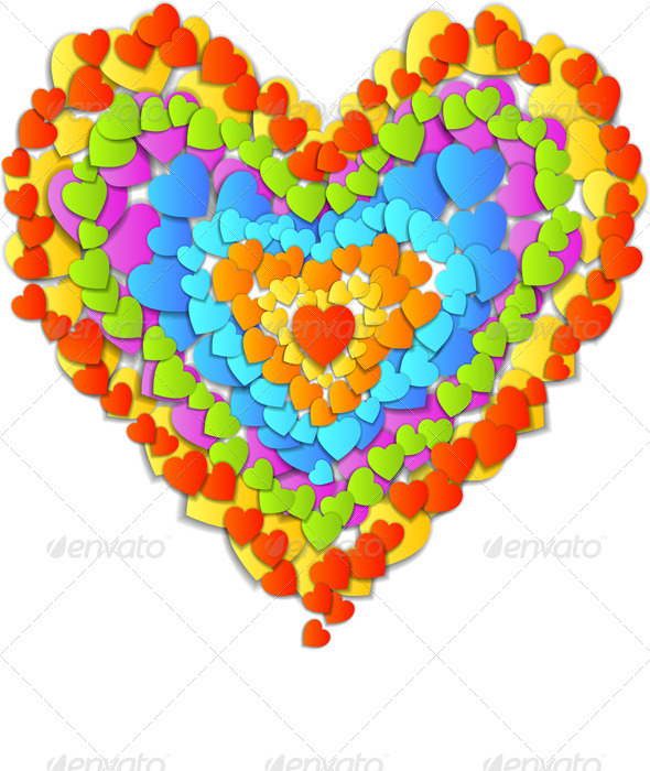 Vector Valentine's Day Card with Rainbow Heart - Valentines Seasons/Holidays