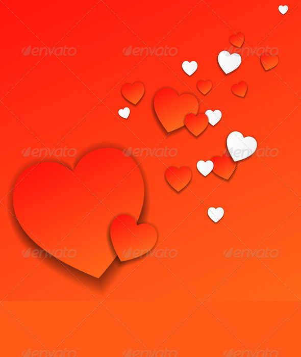 Vector Red Valentine's Day Card with Hearts - Valentines Seasons/Holidays