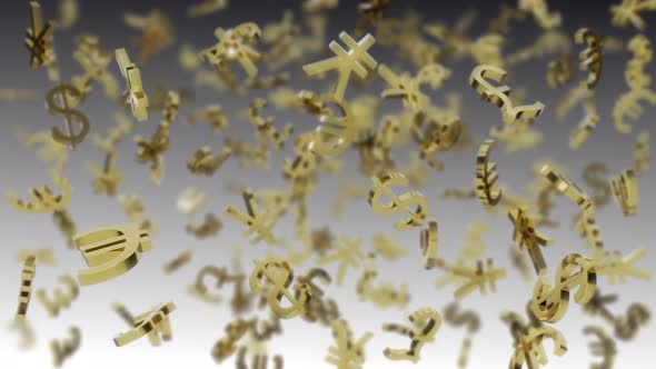 Golden Spinning Currency Symbols - Seamless Loop