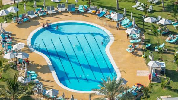 The View From Skyscraper on Swimming Pools Timelapse Dubai UAE alt