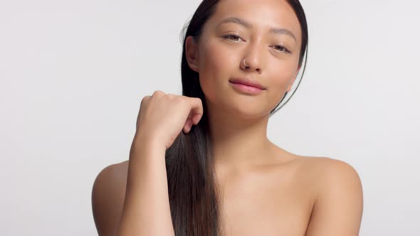 Mixed Race Asian Model in Studio Beauty Shoot