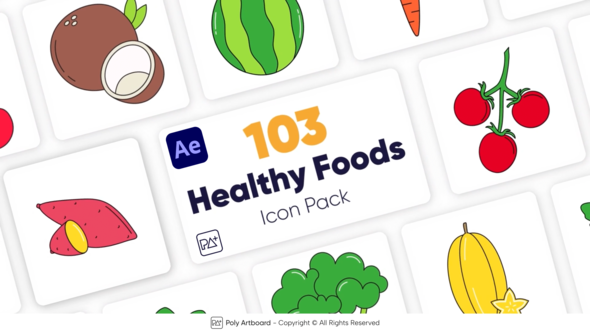 Healthy Food Icons For After Effects