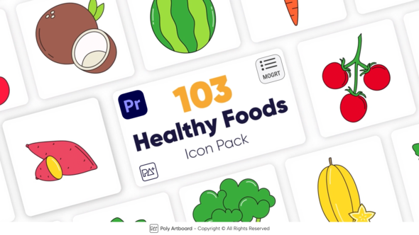 Healthy Food Icons For Premiere Pro