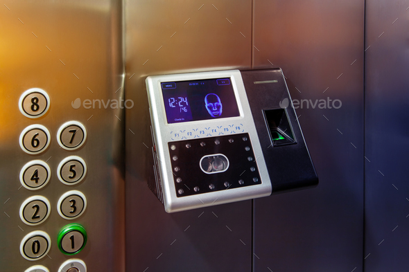 The fingerprint access control terminal with face recognition function installed in the elevator of