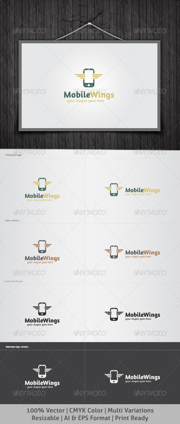 Mobile Wings Logo - Objects Logo Templates