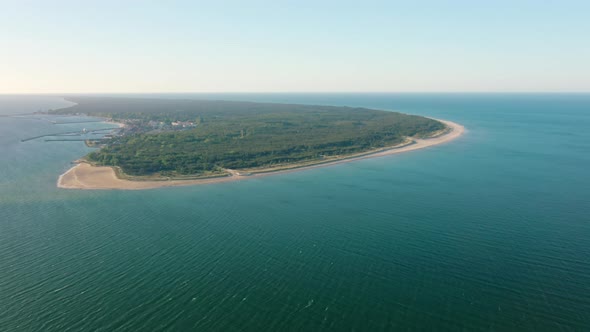 Aerial Landscape of Hel Peninsula in Baltic Sea in Poland in Summer