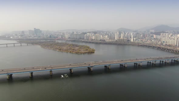 Seoul Han River City Mapo Bridge Traffic