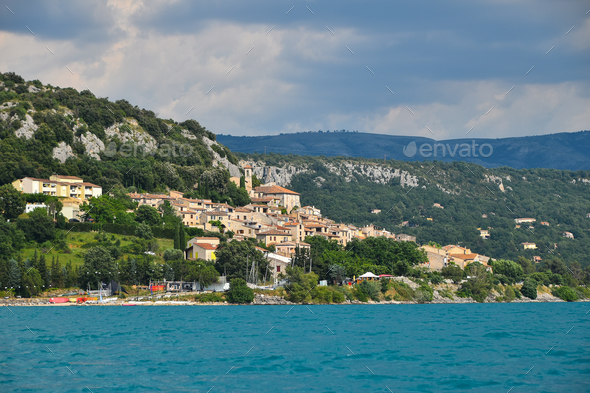 Beautiful Mediterranean town at sea shore - Stock Photo - Images