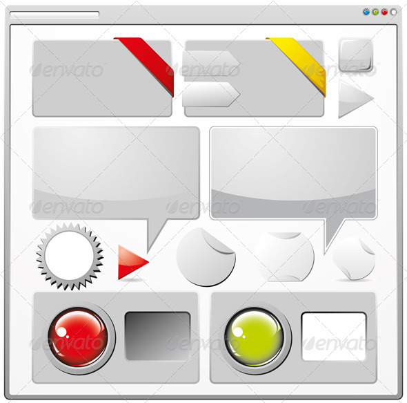 Collection of Colored Web Elements - Decorative Vectors