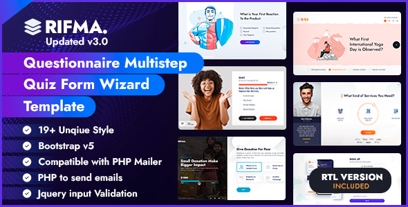 Rifma - Questionnaire Multistep Quiz Form Wizard & Registration Form Template