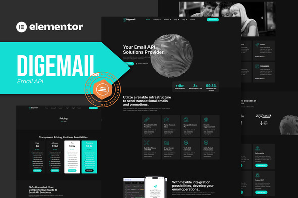 Digemail - API Solutions & Services Elementor Pro Template Kit