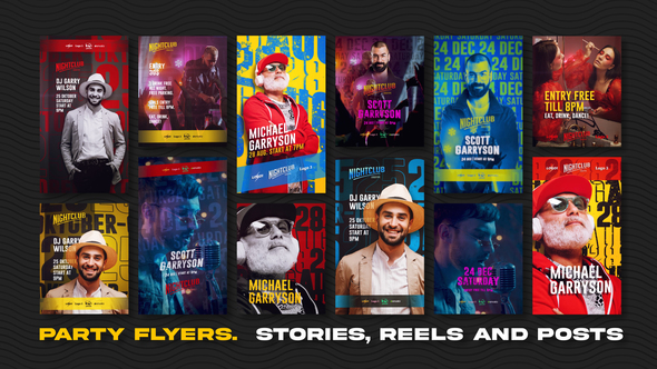 Party Flyers. Stories, Reels and Posts Product Promo template preview