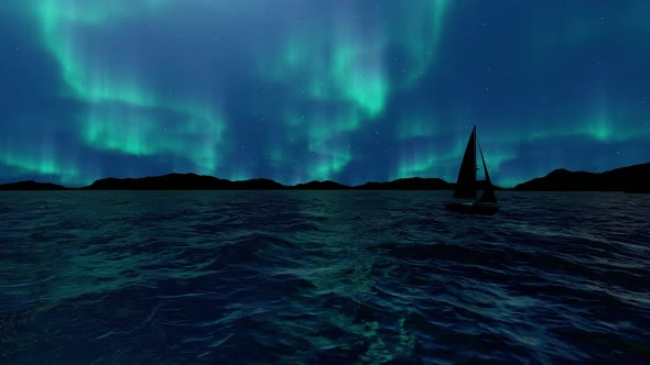 Northern Lights And Boat