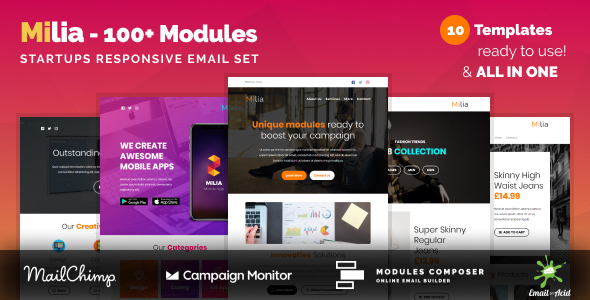 Milia - Responsive Email Set for Agencies, Startups & Creative Teams