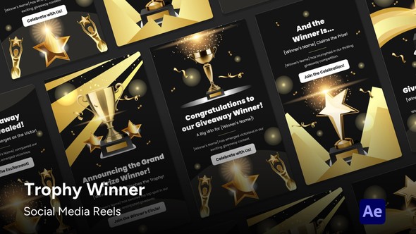 Social Media Reels - Winner Trophy After Effects Template Product Promo template preview