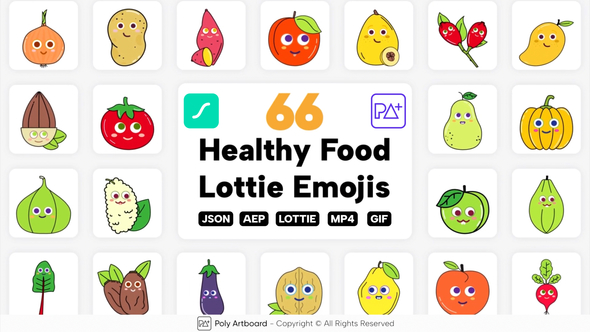 Healthy Food Lottie Emojis