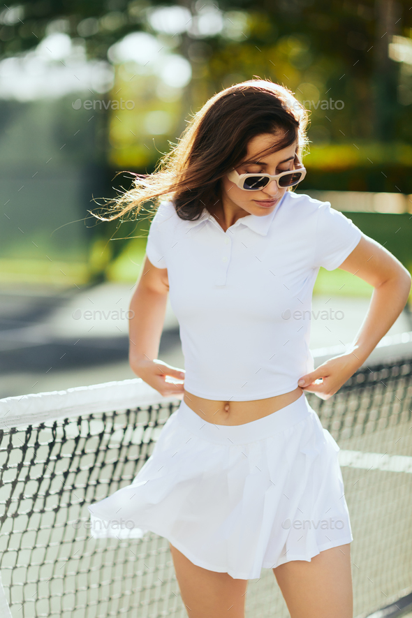 Beautiful White Girl 11 Years Old with Long Hair Standing Near a