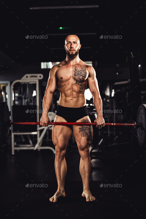 Guy Bodybuilder Perform Exercise Weights Barbell Gym Stock Photo By  ©tankist276 221290644