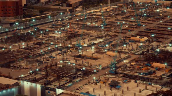 Time Lapse of Construction Site with Heavy Construction Machinery in Metropolis alt