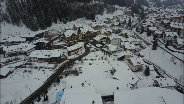 View of a Small Town in Switzerland Covered with Snow in Winter alt