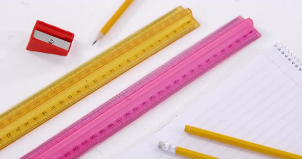 Scale rulers with pencils, sharpener and diary alt