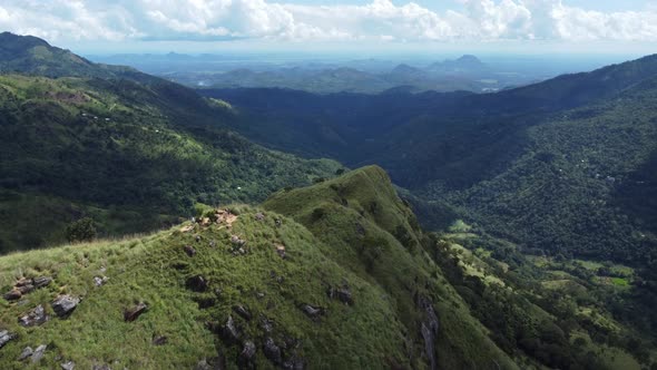 Aerial flight over the mountains alt