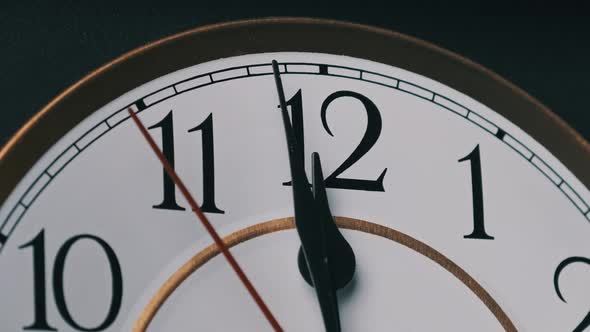 Old Retro Wall Clock with Moving Second Hand on White Circular Dial alt