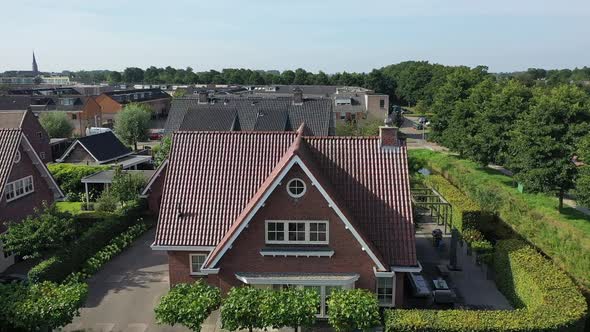 Aerial Video of Modern Suburb House in Netherlands