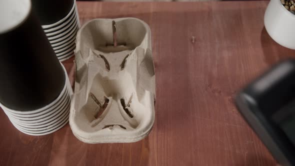 AfricanAmerican Businessman Paying with Credit Card in Cafe or Supermarket alt