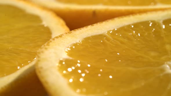 Orange Slices Closeup, Macro Food Summer Background, Fruits Top View. Rotate alt