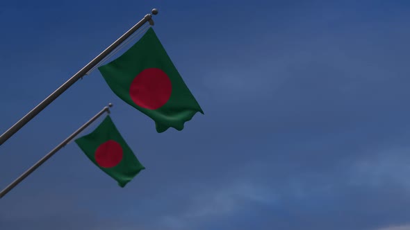 Bangladesh Flags In The Blue Sky - 2K alt
