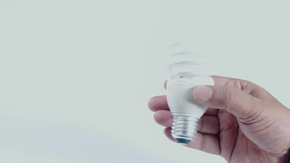 Indian Hand Holds Cfl Bulb