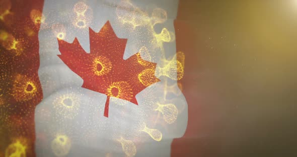Canadian Flag With Corona Virus Bacteria alt