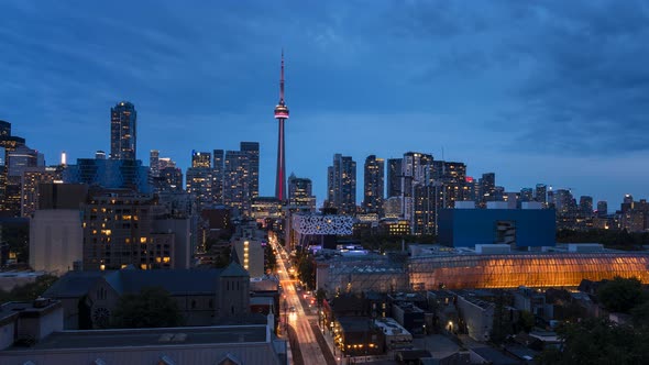 Day to Night Storm City Skyline Timelapse in Toronto Canada