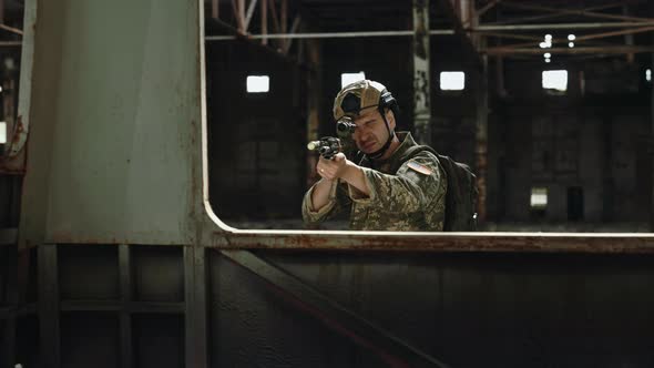 American Soldier Aiming Through Window of Bus, Stock Footage | VideoHive