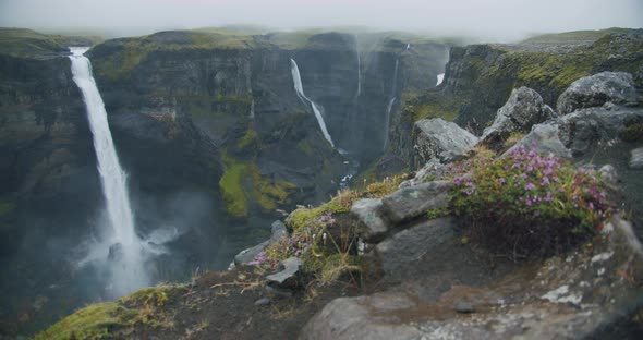 Most Beautiful Haifoss Waterfall in Iceland Highland