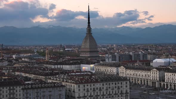 Turin, or Torino, Cityscape Time Lapse in Piedmont, Italy alt