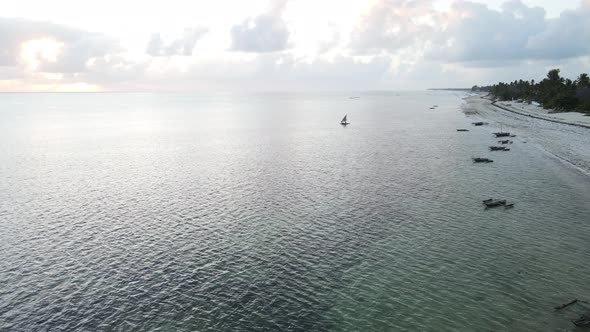 Boats in the Ocean Near the Coast of Zanzibar Tanzania Slow Motion alt