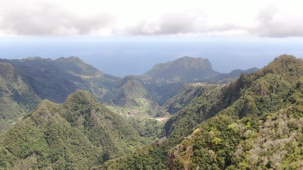 Drone flying at Vereda dos Balcoes Viewpoint, Madeira, Portugal alt