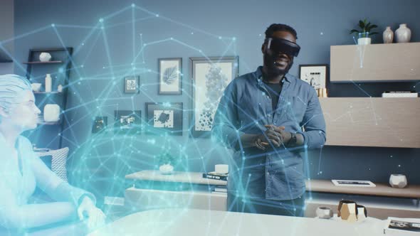 African American Man in Cyberspace of Meta Universe alt