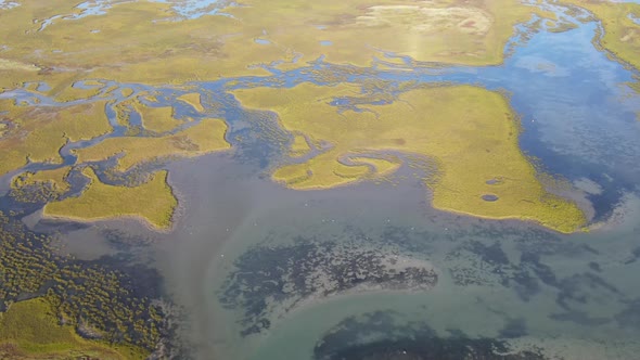 Aerial View of Drone Flying Over Estuary