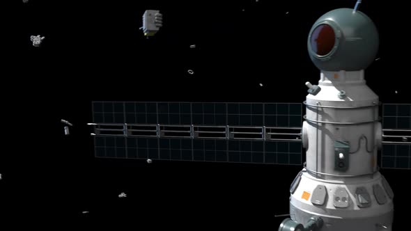 space debris among the satellite system in earth's orbit. alt