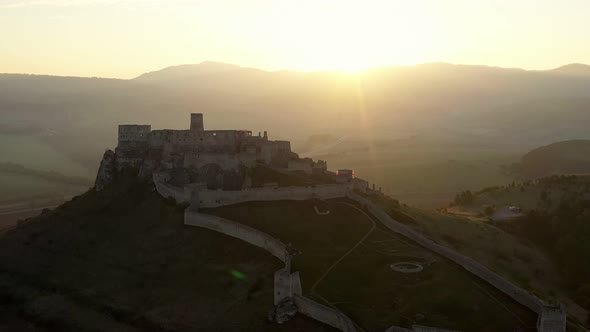 Aerial view of Spissky Castle in Spisske Podhradie, Slovakia alt