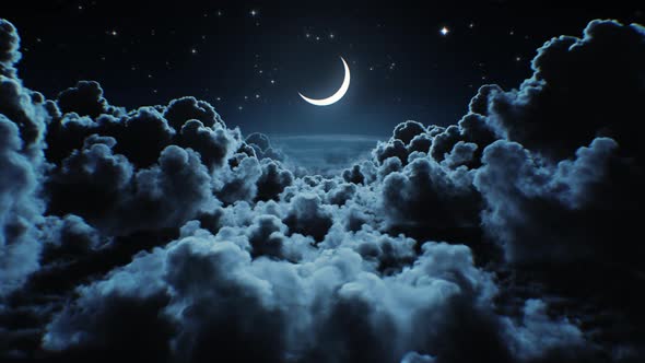 Clouds Fly Night Halfmoon, Motion Graphics | VideoHive