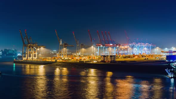 Container loading cargo freight ship, Time Lapse 4K