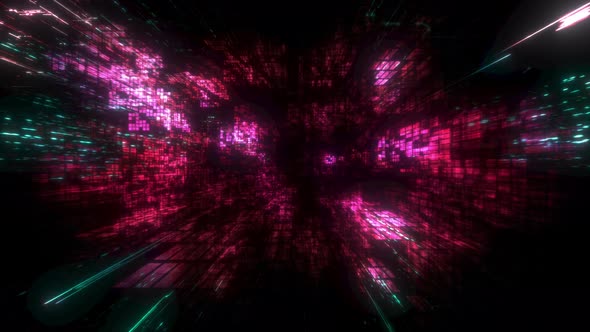 Abstract Festive Red Green Digital Block Space VJ Loop and Background