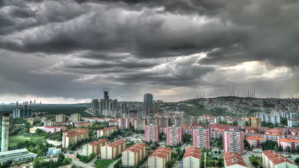 8K Dark Storm Clouds Over the Rainy City