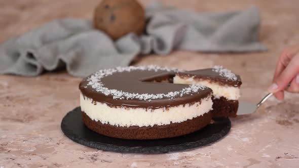 Delicious Chocolate Cake Sprinkled with Coconut on Top